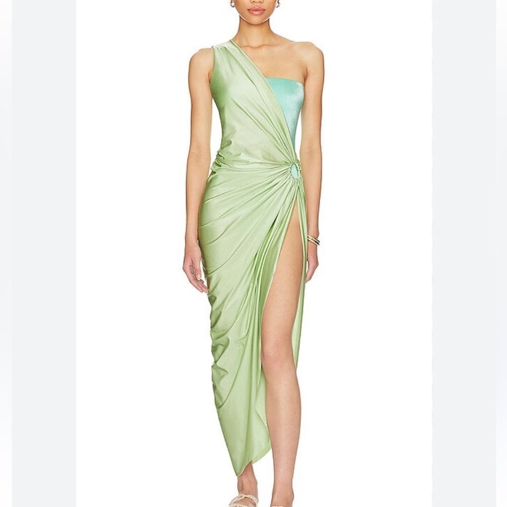 NWT Baobab Nikka Dress menta green midi beach spandex cut out Revolve L
